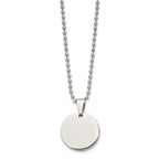 FJC Finejewelers Stainless Steel Brushed and Polished Round 4mm Dog Tag Necklace 24 Inches x 22 mm