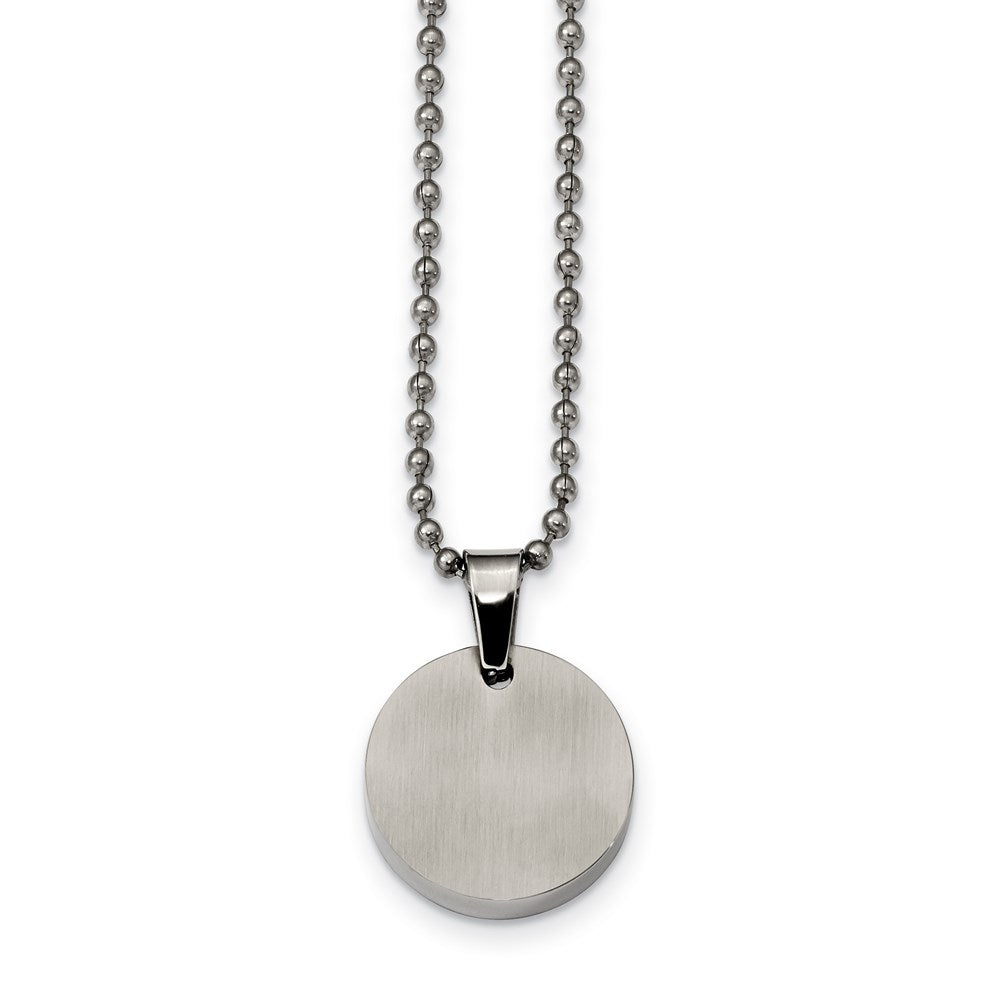FJC Finejewelers Stainless Steel Brushed and Polished Round 4mm Dog Tag Necklace 24 Inches x 22 mm