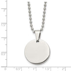 FJC Finejewelers Stainless Steel Brushed and Polished Round 4mm Dog Tag Necklace 24 Inches x 22 mm