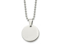FJC Finejewelers Stainless Steel Brushed and Polished Round 4mm Dog Tag Necklace 24 Inches x 22 mm