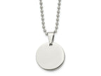 FJC Finejewelers Stainless Steel Brushed and Polished Round 4mm Dog Tag Necklace 24 Inches x 22 mm