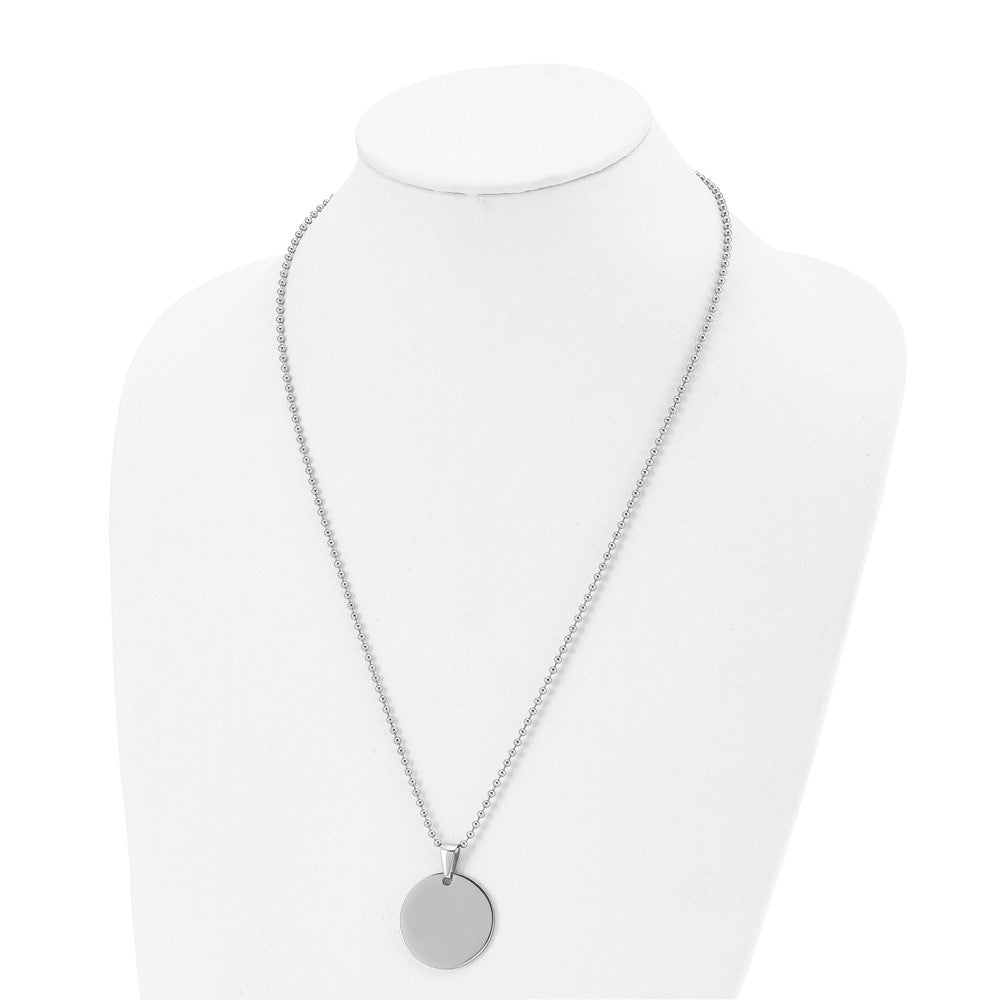 FJC Finejewelers Stainless Steel Ball Brushed and Round 2mm Dog Tag 24in Necklace 24 Inches x 28.51 mm