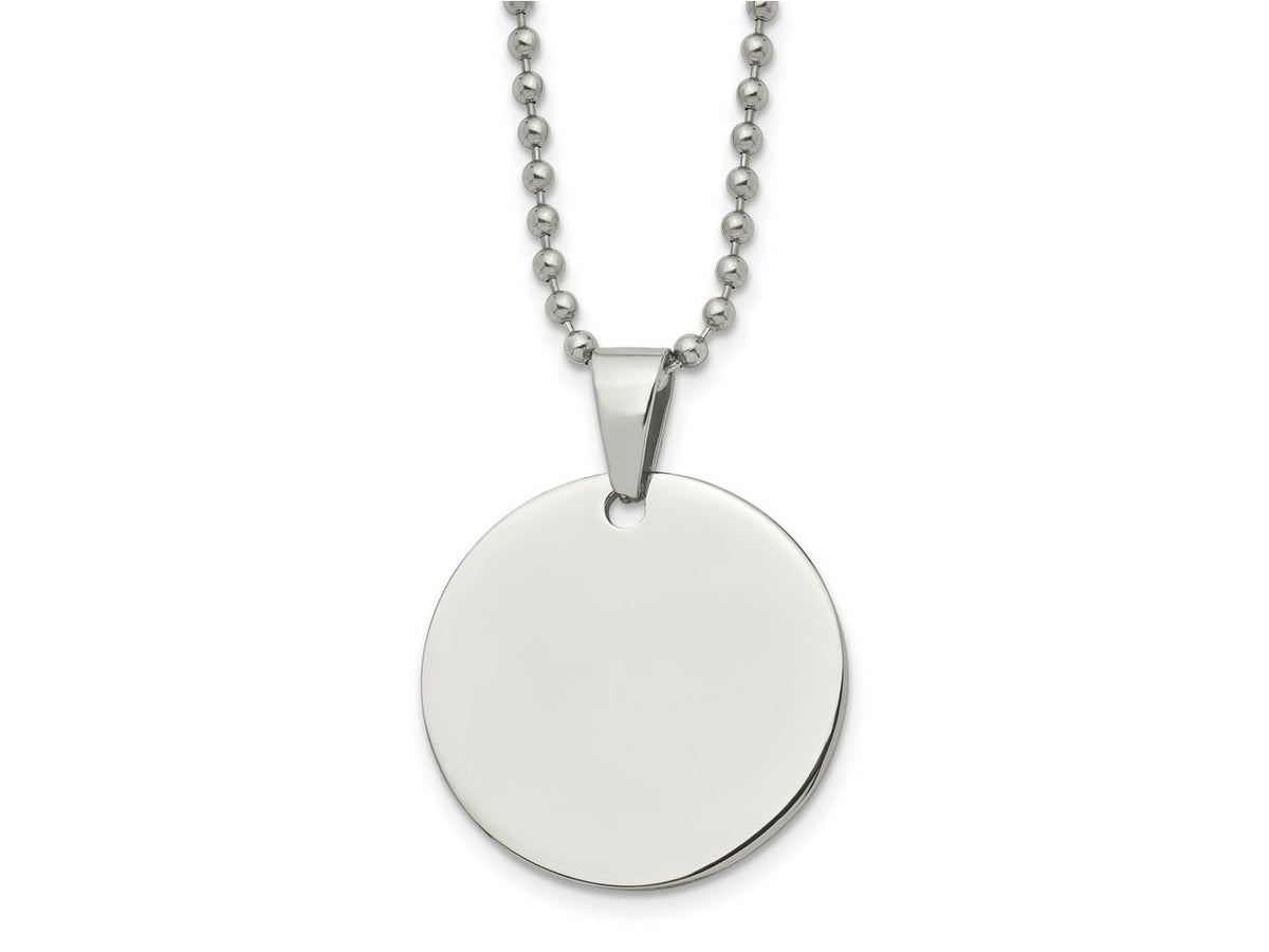 FJC Finejewelers Stainless Steel Ball Brushed and Round 2mm Dog Tag 24in Necklace 24 Inches x 28.51 mm