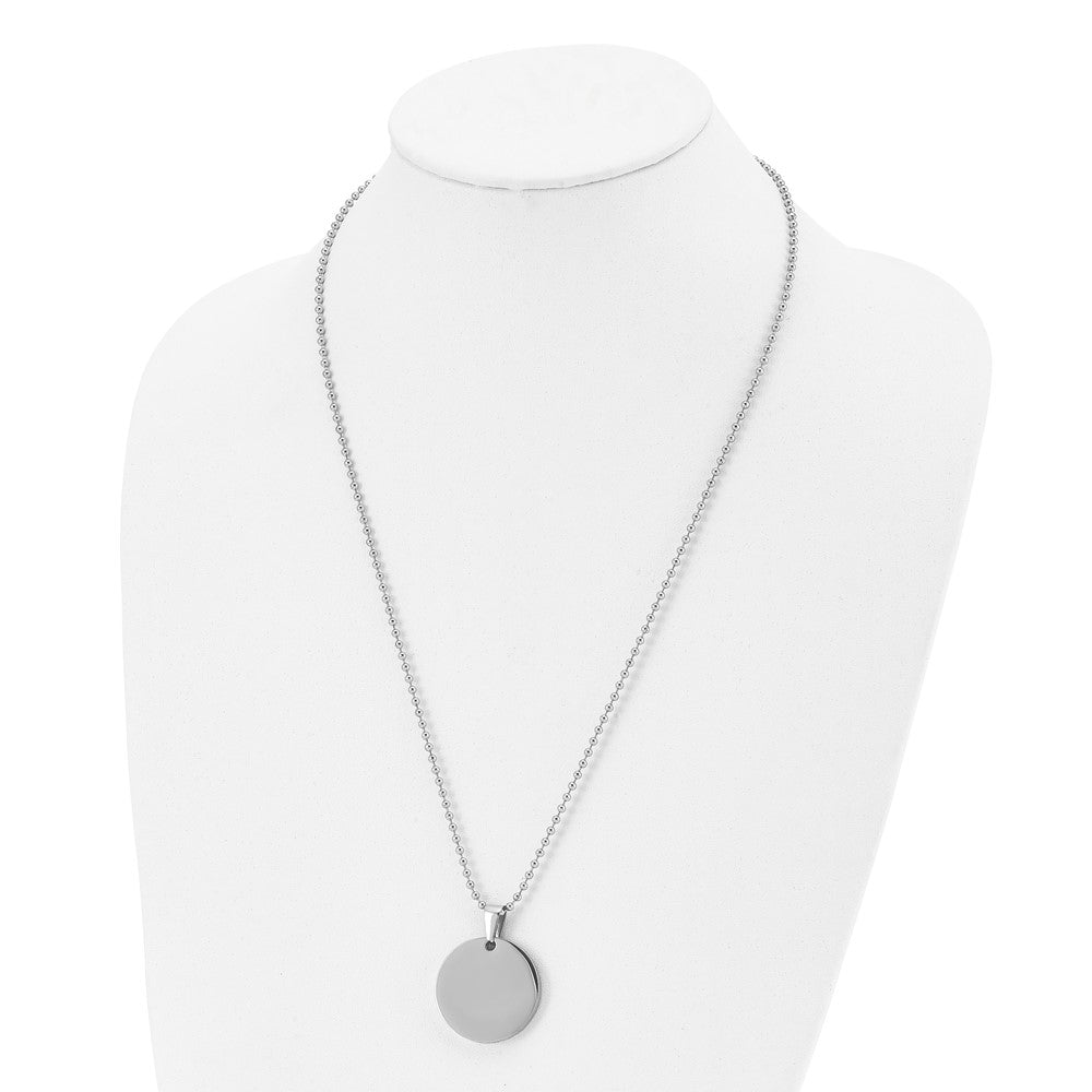 FJC Finejewelers Stainless Steel Brushed and Polished Round 4mm Dog Tag 24in Necklace 24 Inches x 28.5 mm
