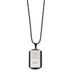 FJC Finejewelers Stainless Steel Brushed and Black IP with CZ DAD Dog Tag Necklace 22 Inches x 25.81 mm