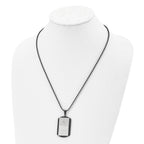 FJC Finejewelers Stainless Steel Brushed and Black IP with CZ DAD Dog Tag Necklace 22 Inches x 25.81 mm