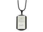 FJC Finejewelers Stainless Steel Brushed and Black IP with CZ DAD Dog Tag Necklace 22 Inches x 25.81 mm