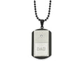 FJC Finejewelers Stainless Steel Brushed and Black IP with CZ DAD Dog Tag Necklace 22 Inches x 25.81 mm