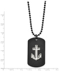 FJC Finejewelers Stainless Steel Black IP-plated Anchor Dog Tag 22in Necklace 22 Inches x 25.9 mm