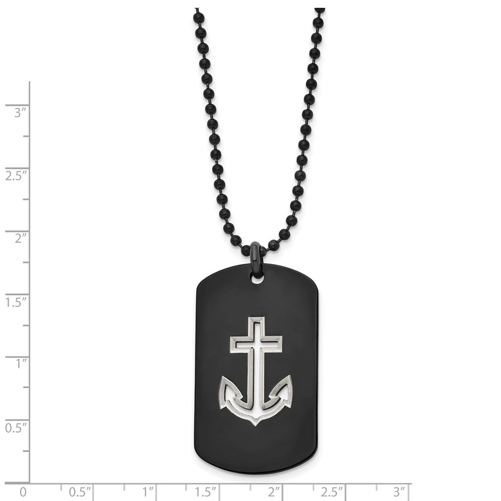 FJC Finejewelers Stainless Steel Black IP-plated Anchor Dog Tag 22in Necklace 22 Inches x 25.9 mm