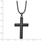 FJC Finejewelers Stainless Steel Brushed and Black IP-plated Cross 24in Necklace 24 Inches x 28 mm