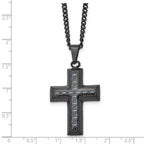 FJC Finejewelers Stainless Steel Curb Black IP with Blue Carbon Fiber Inlay Cross Necklace 24 Inches x 2