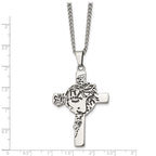 FJC Finejewelers Stainless Steel Antiqued and Jesus Face Cross 24in Necklace 24 Inches x 36 mm