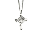FJC Finejewelers Stainless Steel Antiqued and Jesus Face Cross 24in Necklace 24 Inches x 36 mm