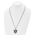 FJC Finejewelers Stainless Steel Black IP-plated with CZ Cross Shield 24in Necklace 24 Inches x 28 mm