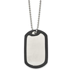FJC Finejewelers Stainless Steel Brushed/Removeable Blk Rubber Dog Tag Necklace 24 Inches x 29.2 mm