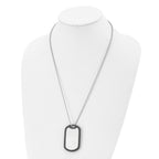 FJC Finejewelers Stainless Steel Brushed/Removeable Blk Rubber Dog Tag Necklace 24 Inches x 29.2 mm