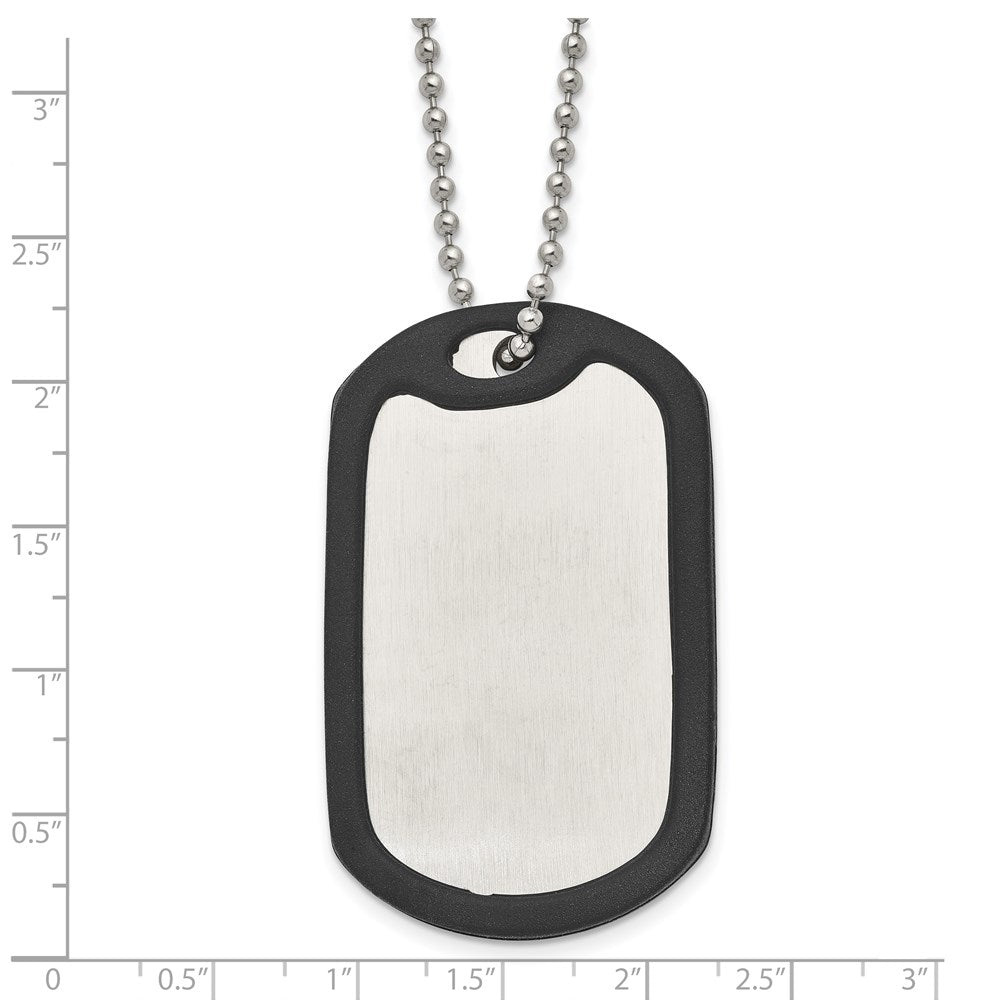 FJC Finejewelers Stainless Steel Brushed/Removeable Blk Rubber Dog Tag Necklace 24 Inches x 29.2 mm