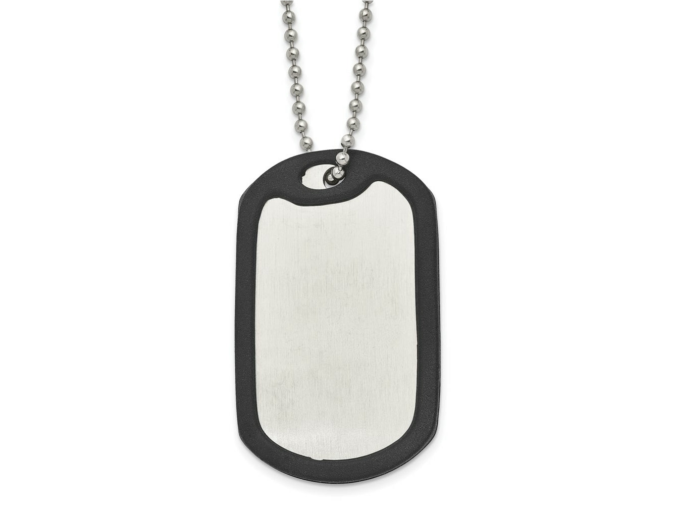 FJC Finejewelers Stainless Steel Brushed/Removeable Blk Rubber Dog Tag Necklace 24 Inches x 29.2 mm