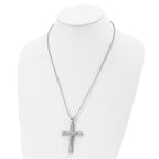 FJC Finejewelers Stainless Steel Polished Laser Cut Crucifix Necklace 22 Inches x 38.54 mm