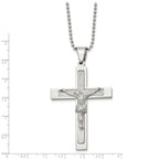 FJC Finejewelers Stainless Steel Polished Laser Cut Crucifix Necklace 22 Inches x 38.54 mm