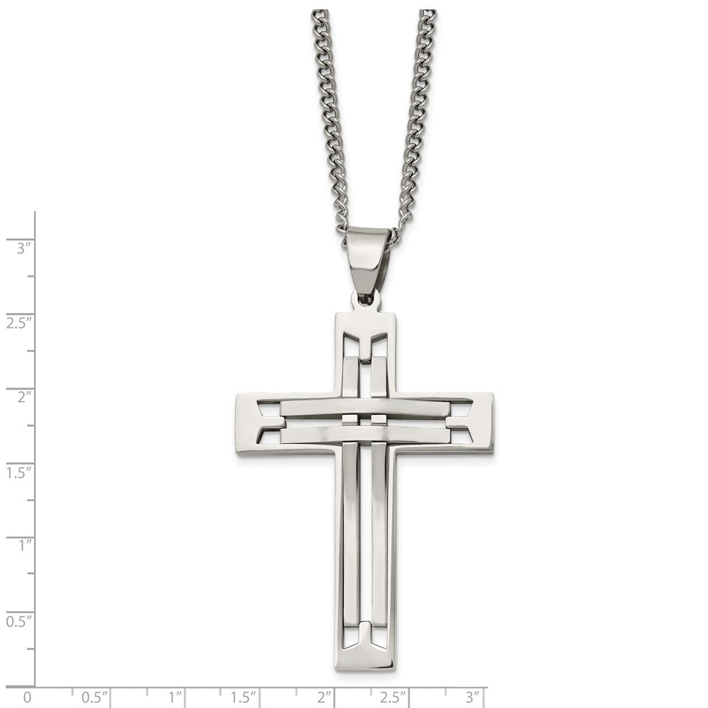 FJC Finejewelers Stainless Steel Polished Cross 24in Necklace 24 Inches x 41 mm