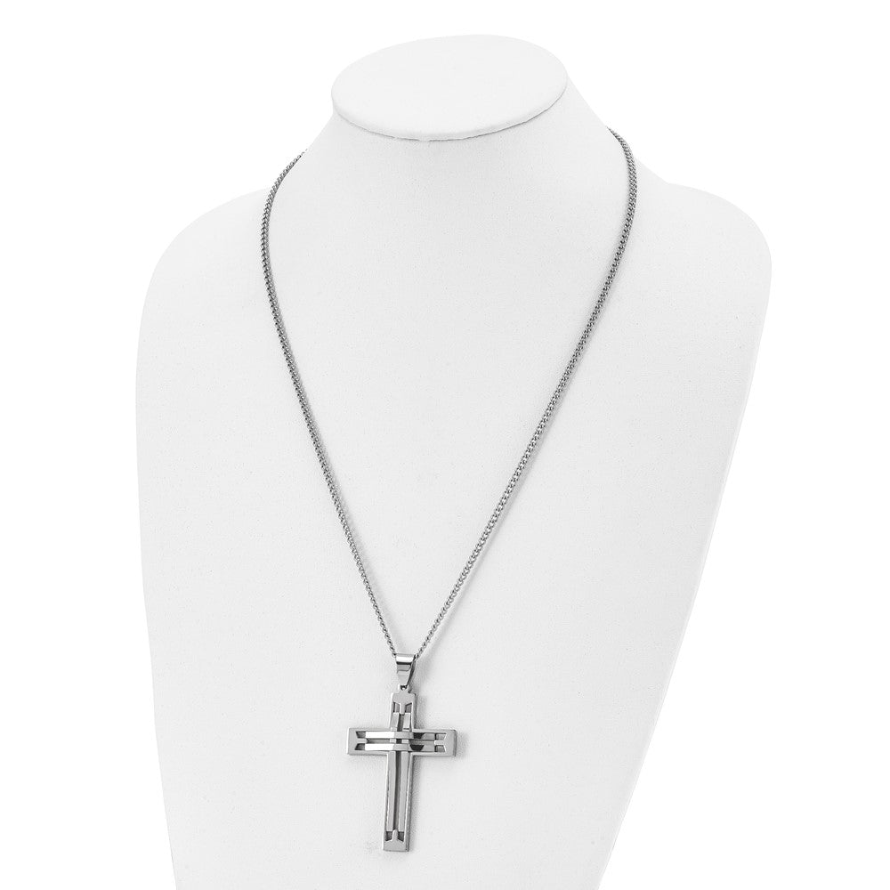 FJC Finejewelers Stainless Steel Polished Cross 24in Necklace 24 Inches x 41 mm