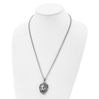 FJC Finejewelers Stainless Steel Antiqued and Polished Lion Head 24in Necklace 24 Inches x 28.37 mm