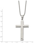 FJC Finejewelers Stainless Steel Ball Brushed and Layered Cross 22in Necklace 22 Inches x 31 mm