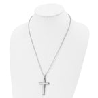 FJC Finejewelers Stainless Steel Ball Brushed and Layered Cross 22in Necklace 22 Inches x 31 mm