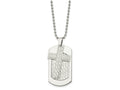 FJC Finejewelers Stainless Steel and Textured 2 Piece Cross Dog Tag 24in Necklace 24 Inches x 25 mm