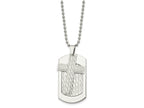 FJC Finejewelers Stainless Steel and Textured 2 Piece Cross Dog Tag 24in Necklace 24 Inches x 25 mm