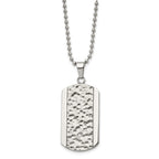 FJC Finejewelers Stainless Steel Polished and Hammered with CZ Dog Tag Necklace 22 Inches x 21.91 mm