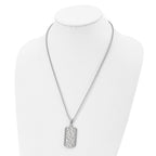 FJC Finejewelers Stainless Steel Polished and Hammered with CZ Dog Tag Necklace 22 Inches x 21.91 mm