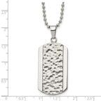 FJC Finejewelers Stainless Steel Polished and Hammered with CZ Dog Tag Necklace 22 Inches x 21.91 mm