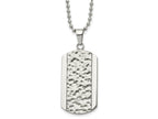 FJC Finejewelers Stainless Steel Polished and Hammered with CZ Dog Tag Necklace 22 Inches x 21.91 mm