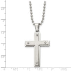 FJC Finejewelers Stainless Steel Ball Brushed and Cross 22in Necklace 22 Inches x 27 mm