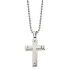 FJC Finejewelers Stainless Steel Ball Brushed and Cross 22in Necklace 22 Inches x 27 mm
