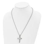 FJC Finejewelers Stainless Steel Ball Brushed and Cross 22in Necklace 22 Inches x 27 mm