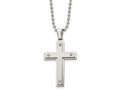 FJC Finejewelers Stainless Steel Ball Brushed and Cross 22in Necklace 22 Inches x 27 mm