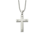 FJC Finejewelers Stainless Steel Ball Brushed and Cross 22in Necklace 22 Inches x 27 mm