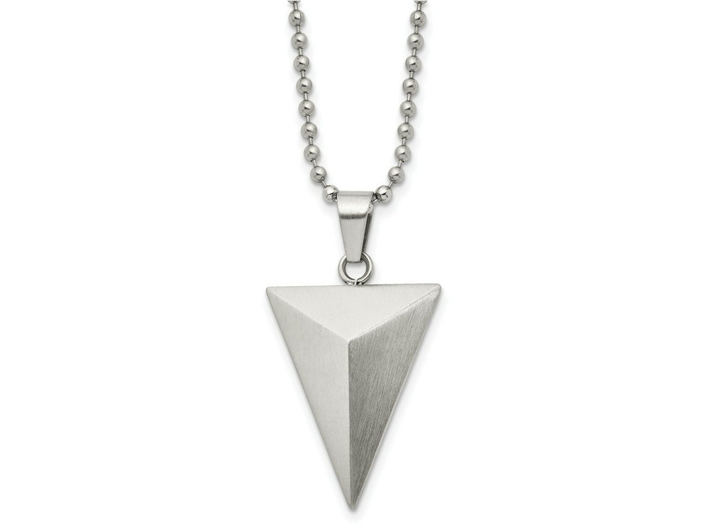 FJC Finejewelers Stainless Steel Ball Brushed Triangle Necklace 22 Inches x 24.45 mm