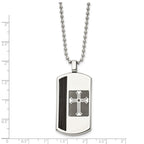 FJC Finejewelers Stainless Steel Dog Tag Brushed and Black IP-plated Cable Cross Necklace 22 Inches x 24