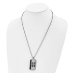 FJC Finejewelers Stainless Steel Dog Tag Brushed and Black IP-plated Cable Cross Necklace 22 Inches x 24