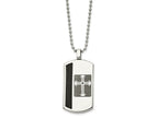 FJC Finejewelers Stainless Steel Dog Tag Brushed and Black IP-plated Cable Cross Necklace 22 Inches x 24