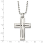 FJC Finejewelers Stainless Steel Ball Polished Cross 22in Necklace 22 Inches x 27 mm
