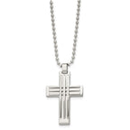 FJC Finejewelers Stainless Steel Ball Polished Cross 22in Necklace 22 Inches x 27 mm