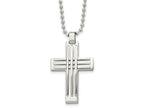 FJC Finejewelers Stainless Steel Ball Polished Cross 22in Necklace 22 Inches x 27 mm