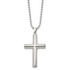 FJC Finejewelers Stainless Steel Brushed and Cross 22in Necklace 22 Inches x 28 mm