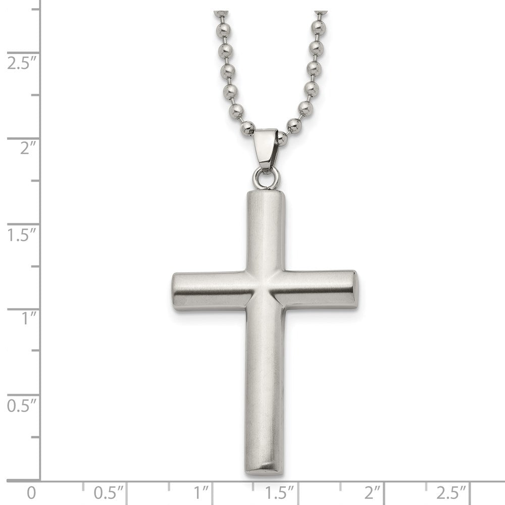 FJC Finejewelers Stainless Steel Brushed and Cross 22in Necklace 22 Inches x 28 mm
